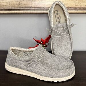 Hey Dude Wally Linen Iron Grey Mens Slip On Loafers Shoes Size 13 Casual